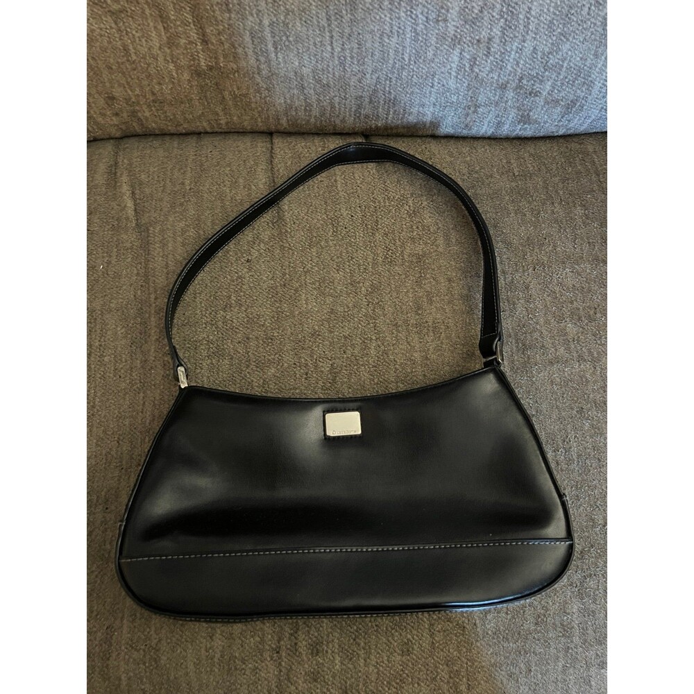 Vintage Liz Claiborne Black Baguette Shoulder Bag Y2K Minimalist Purse